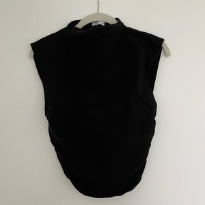 Reformation Size Small (S) Black Lindy Ruched Sleeveless Crop Top
